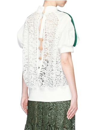 Back View - Click To Enlarge - SACAI - Sateen sleeve guipure lace top
