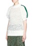 Front View - Click To Enlarge - SACAI - Sateen sleeve guipure lace top