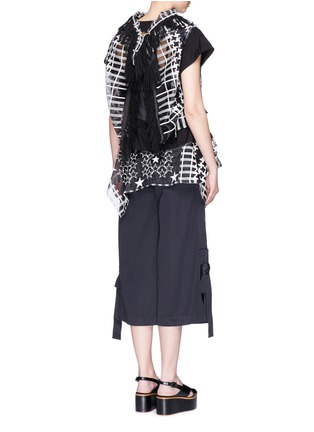 Figure View - Click To Enlarge - SACAI - Fringe neck tribal lace organza shirt