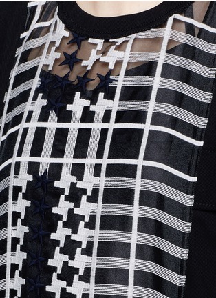 Detail View - Click To Enlarge - SACAI - Tribal lace sheer organza panel dress