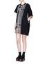 Figure View - Click To Enlarge - SACAI - Tribal lace sheer organza panel dress