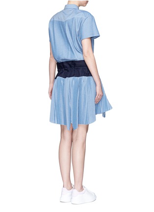 Back View - Click To Enlarge - SACAI - Drawstring wrap panel pleated chambray dress