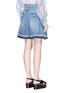 Back View - Click To Enlarge - SACAI - Pleated raw edge washed denim shorts