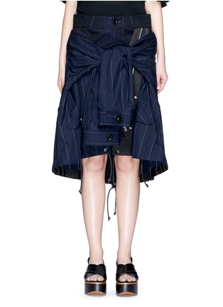 Main View - Click To Enlarge - SACAI - Stripe zip jacket overlay twill skirt