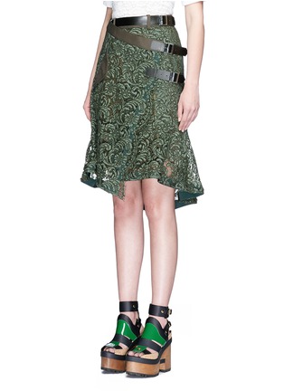 Front View - Click To Enlarge - SACAI - Guipure lace belted wrap skirt