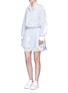 Figure View - Click To Enlarge - SACAI - Ruffle lace hem stripe pyjama dress