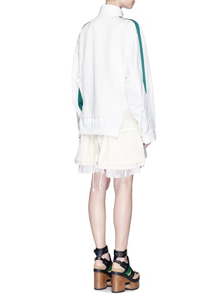 Back View - Click To Enlarge - SACAI - Silk satin jacket corduroy skirt layered dress