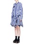 Front View - Click To Enlarge - SACAI - Silk organza panel pleated hem stripe dress