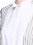 Detail View - Click To Enlarge - SACAI - Piqué bib stripe silk organza panel shirt