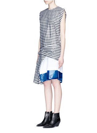 Front View - Click To Enlarge - TOGA ARCHIVES - Layered contrast hem gingham check dress