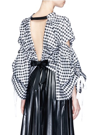 Back View - Click To Enlarge - TOGA ARCHIVES - Open back slit sleeve gingham check blouse