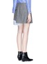 Back View - Click To Enlarge - TOGA ARCHIVES - Layered contrast hem check plaid wool skirt