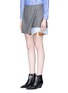 Front View - Click To Enlarge - TOGA ARCHIVES - Layered contrast hem check plaid wool skirt