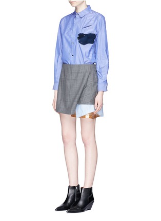 Figure View - Click To Enlarge - TOGA ARCHIVES - Layered contrast hem check plaid wool skirt