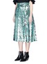 Front View - Click To Enlarge - TOGA ARCHIVES - Floral print lamé paperbag waist pleated skirt