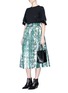 Figure View - Click To Enlarge - TOGA ARCHIVES - Floral print lamé paperbag waist pleated skirt
