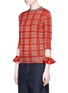 Front View - Click To Enlarge - TOGA ARCHIVES - Check plaid mesh cuff sweater