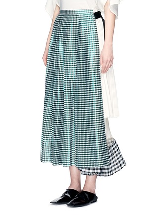 Front View - Click To Enlarge - TOGA ARCHIVES - Gingham check pleated wrap skirt