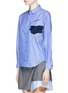 Front View - Click To Enlarge - TOGA ARCHIVES - Rubber patch pocket stripe poplin shirt