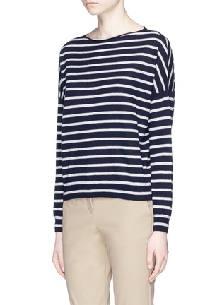 Front View - Click To Enlarge - VINCE - Stripe boat neck cashmere sweater