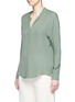 Front View - Click To Enlarge - VINCE - Mock button placket silk blouse