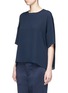 Front View - Click To Enlarge - VINCE - Ribbed neck silk crepe T-shirt
