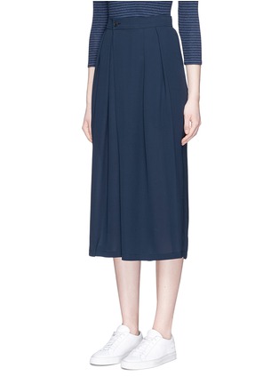 Front View - Click To Enlarge - VINCE - Pleated silk crepe culottes