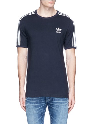 Main View - Click To Enlarge - ADIDAS - Embroidered Trefoil logo 3-Stripes T-shirt