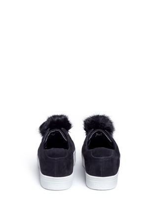 Back View - Click To Enlarge - SAM EDELMAN - 'Leya' faux fur pompom suede slip-on sneakers