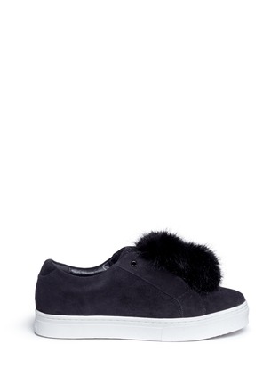 Main View - Click To Enlarge - SAM EDELMAN - 'Leya' faux fur pompom suede slip-on sneakers