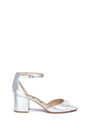 Main View - Click To Enlarge - SAM EDELMAN - 'Susie' block heel metallic leather sandals