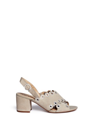 Main View - Click To Enlarge - SAM EDELMAN - 'Seana' grommet scalloped suede sandals