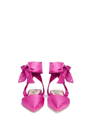 Front View - Click To Enlarge - SAM EDELMAN - 'Brandie' ankle tie satin flats