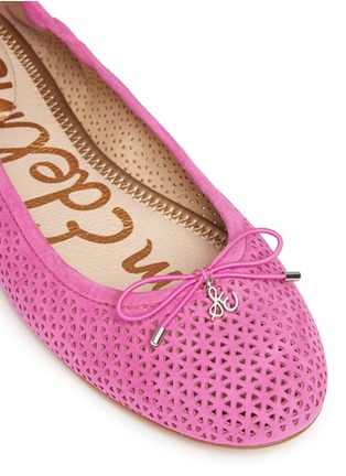 Detail View - Click To Enlarge - SAM EDELMAN - 'Felicia' perforated suede ballet flats