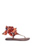 Main View - Click To Enlarge - SAM EDELMAN - 'Giliana' floral print satin tie leather thong sandals