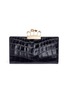 Detail View - Click To Enlarge - ALEXANDER MCQUEEN - Croc embossed leather knuckle clutch