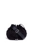Main View - Click To Enlarge - ALEXANDER MCQUEEN - Floral button suede drawstring bucket bag
