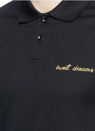 Detail View - Click To Enlarge - SAINT LAURENT - 'Sweet Dreams' embroidered piqué polo shirt