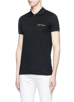 Front View - Click To Enlarge - SAINT LAURENT - 'Sweet Dreams' embroidered piqué polo shirt