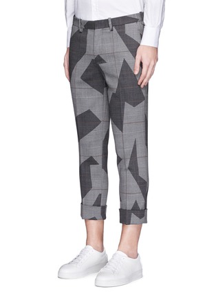 Front View - Click To Enlarge - NEIL BARRETT - Glen plaid geometric jacquard cropped pants