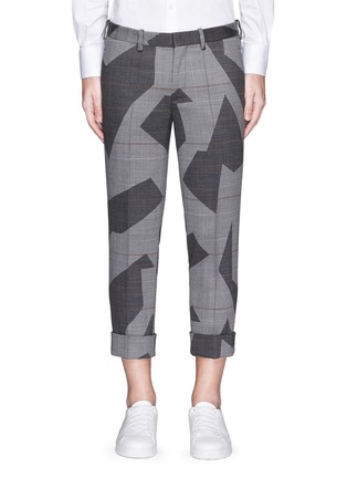 Main View - Click To Enlarge - NEIL BARRETT - Glen plaid geometric jacquard cropped pants