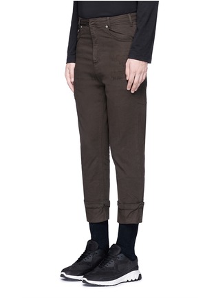 Front View - Click To Enlarge - NEIL BARRETT - Skinny fit cropped roll cuff cotton pants