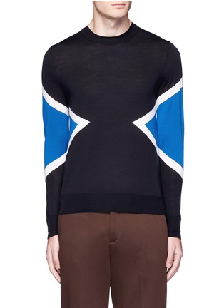 Main View - Click To Enlarge - NEIL BARRETT - 'Retro Modernist' fine gauge Merino wool sweater