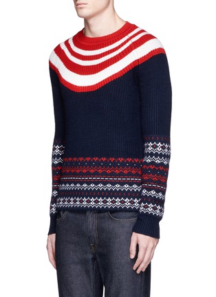 Front View - Click To Enlarge - NEIL BARRETT - Fair isle chunky rib knit sweater