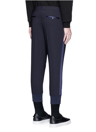 Back View - Click To Enlarge - NEIL BARRETT - Slim fit satin stripe jogging pants
