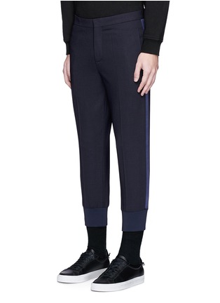 Front View - Click To Enlarge - NEIL BARRETT - Slim fit satin stripe jogging pants