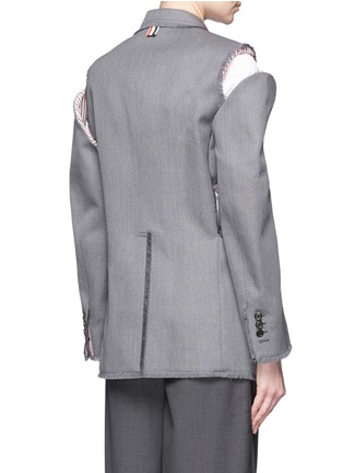 Back View - Click To Enlarge - THOM BROWNE  - Cold shoulder double-breasted wool twill jacket