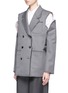 Front View - Click To Enlarge - THOM BROWNE  - Cold shoulder double-breasted wool twill jacket