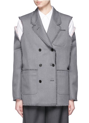 Main View - Click To Enlarge - THOM BROWNE  - Cold shoulder double-breasted wool twill jacket