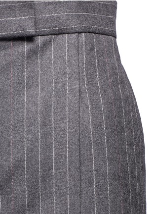 Detail View - Click To Enlarge - THOM BROWNE  - Denim patch stripe high waist suspender skirt